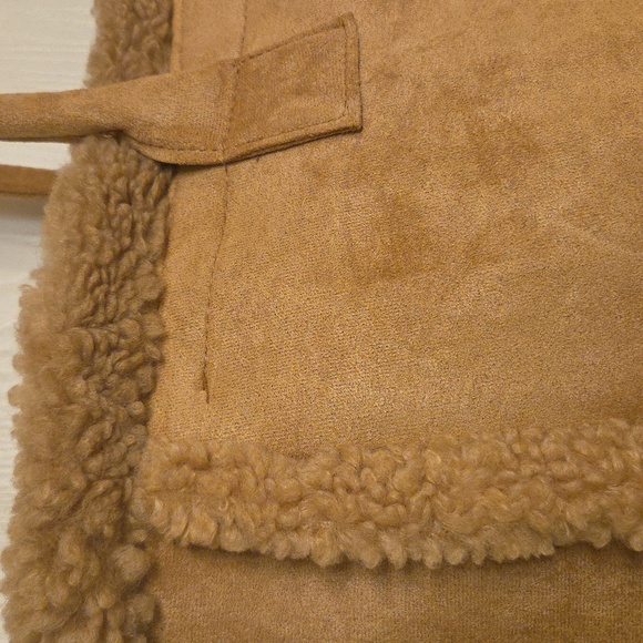 Tan faux fur plush Tote Bag, (16.5\